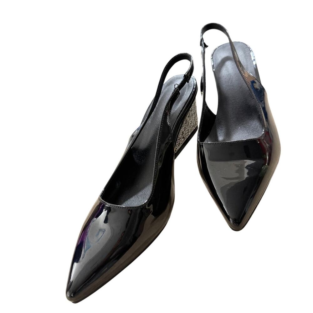 NEW Alex Marie Halika Rhinestone Black Patent Slingback Pumps Size EU 42 (US 11)